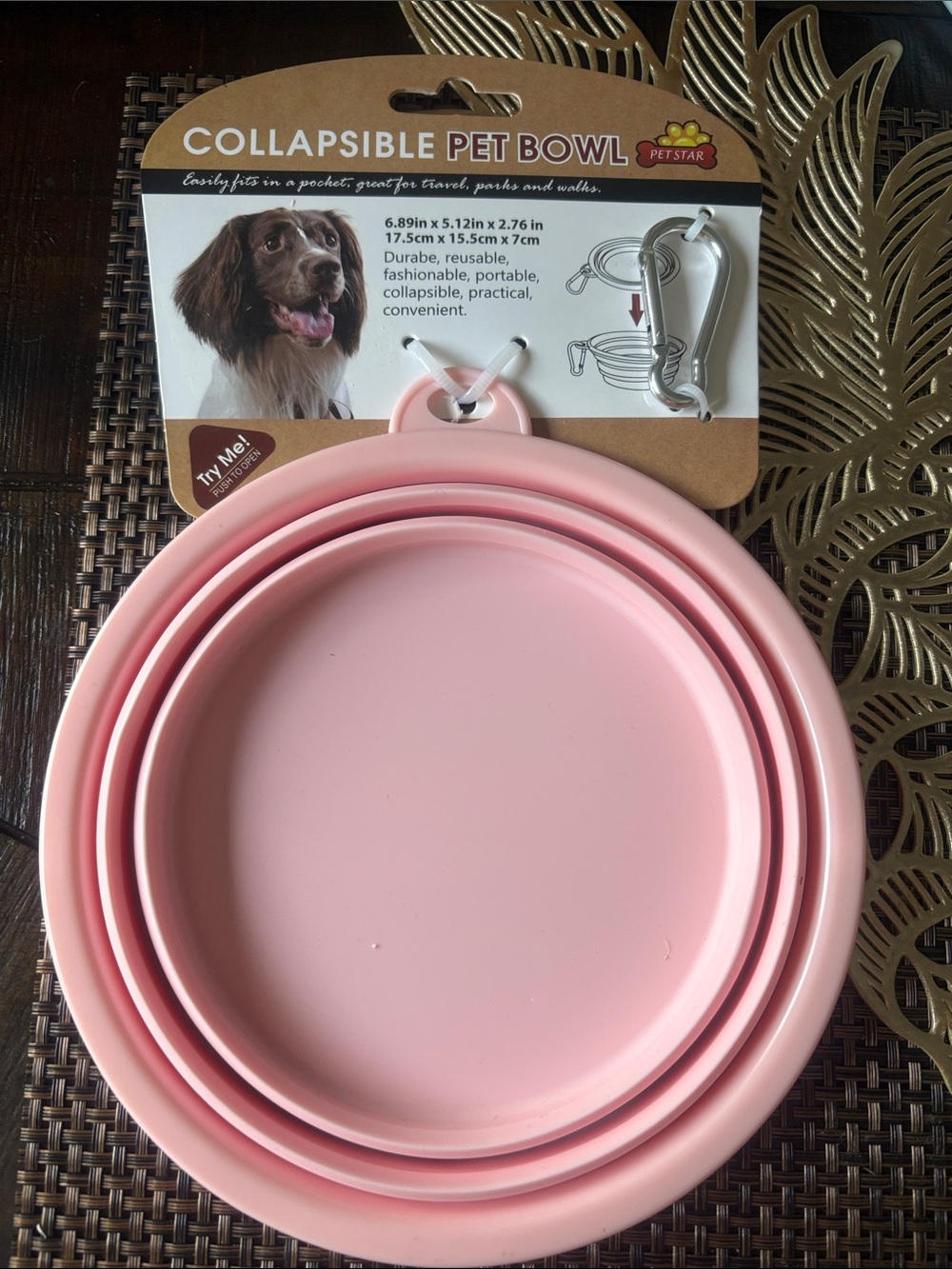 Collapsible Dog Bowl in Pink - Portable Silicone Feeder New